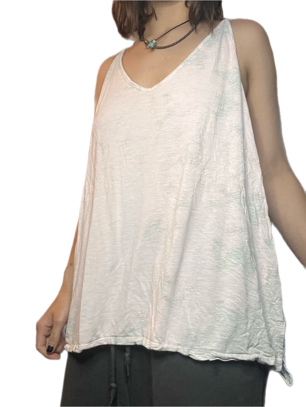 Y2K Upcycled Old Navy Pale Pink Bleach Cloud Tank